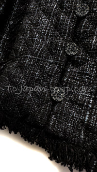 CHANEL 05PF Black Gary Fringe Trim Tweed Jacket 38 40 シャネル ブラック グレー フリンジトリム ツイード ジャケット 即発