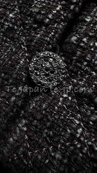 CHANEL 05PF Black Gary Fringe Trim Tweed Jacket 38 40 シャネル ブラック グレー フリンジトリム ツイード ジャケット 即発