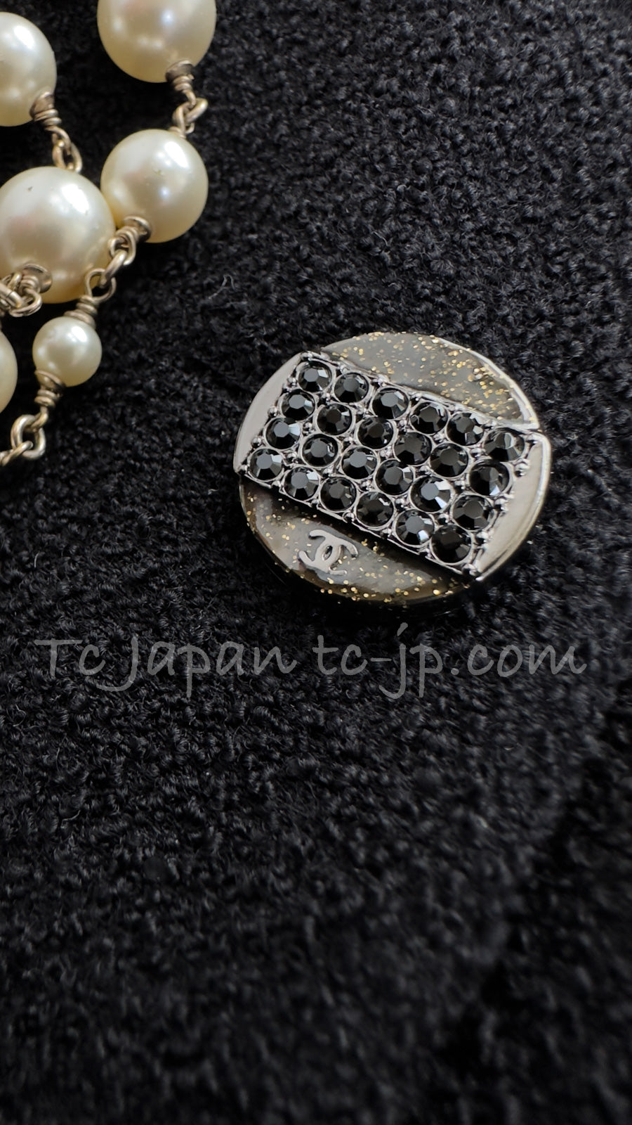 CHANEL 12C Black Rhinestone Buttons Jacket 36 40 42 シャネル ブラック ラインストーン ボタン ジャケット 即発