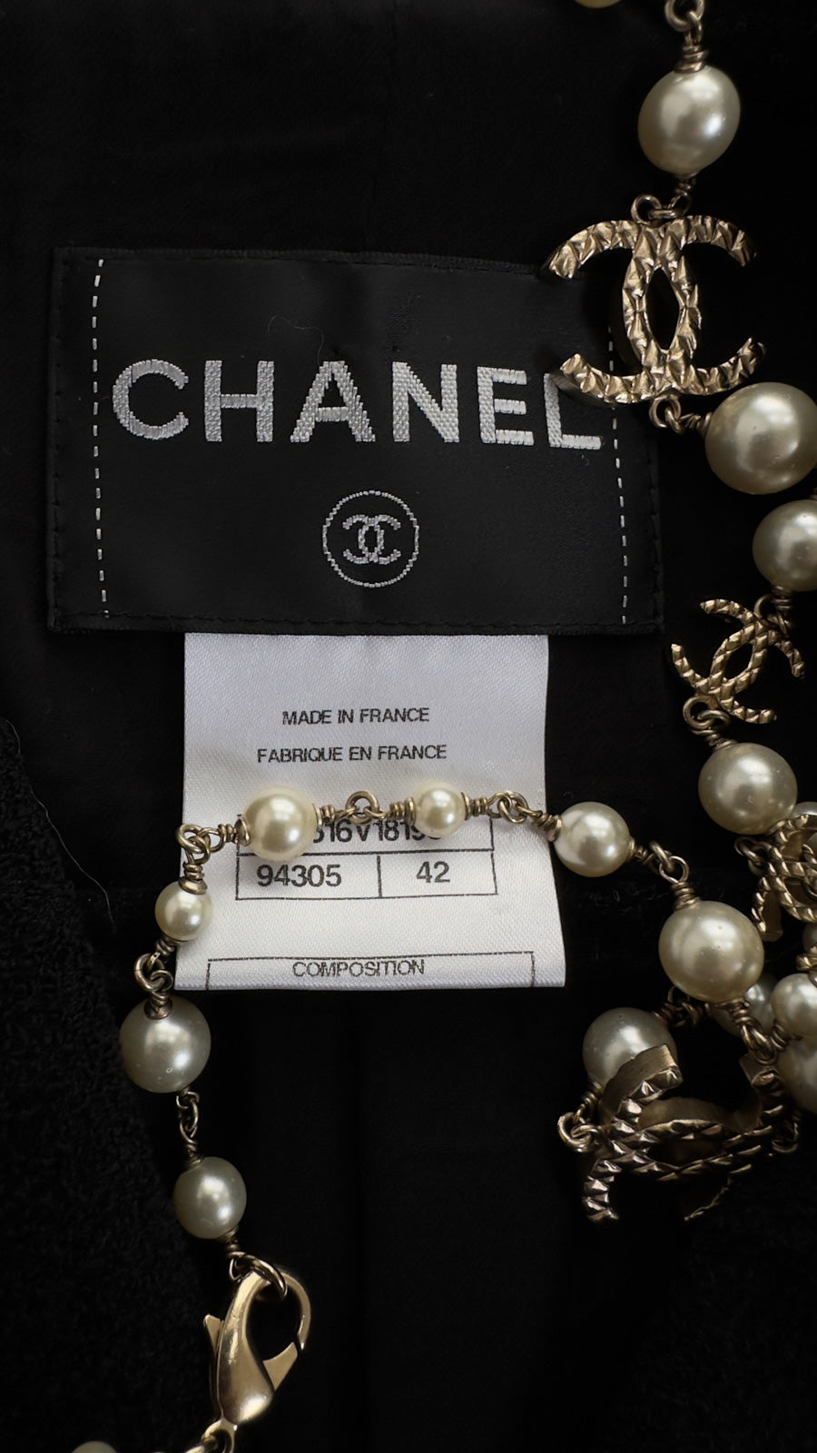CHANEL 12C Black Rhinestone Buttons Jacket 36 40 42 シャネル ブラック ラインストーン ボタン ジャケット 即発