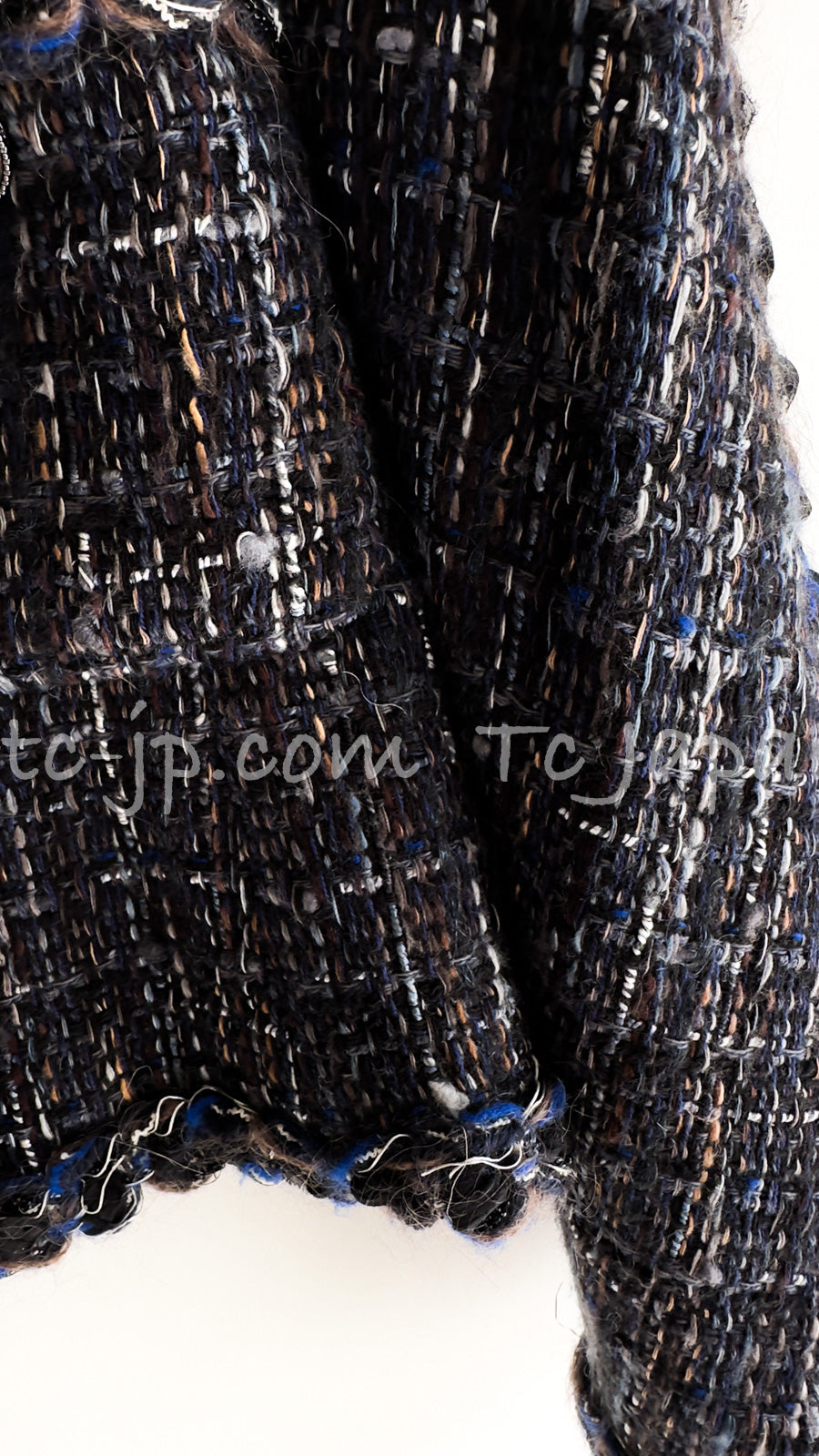 CHANEL 11A Navy Black CC Logo Buttons Trim Tweed Cardigan Jacket 36 42 シャネル ネイビー ブラック CCロゴボタン トリム ツイード カーディガン ジャケット 即発