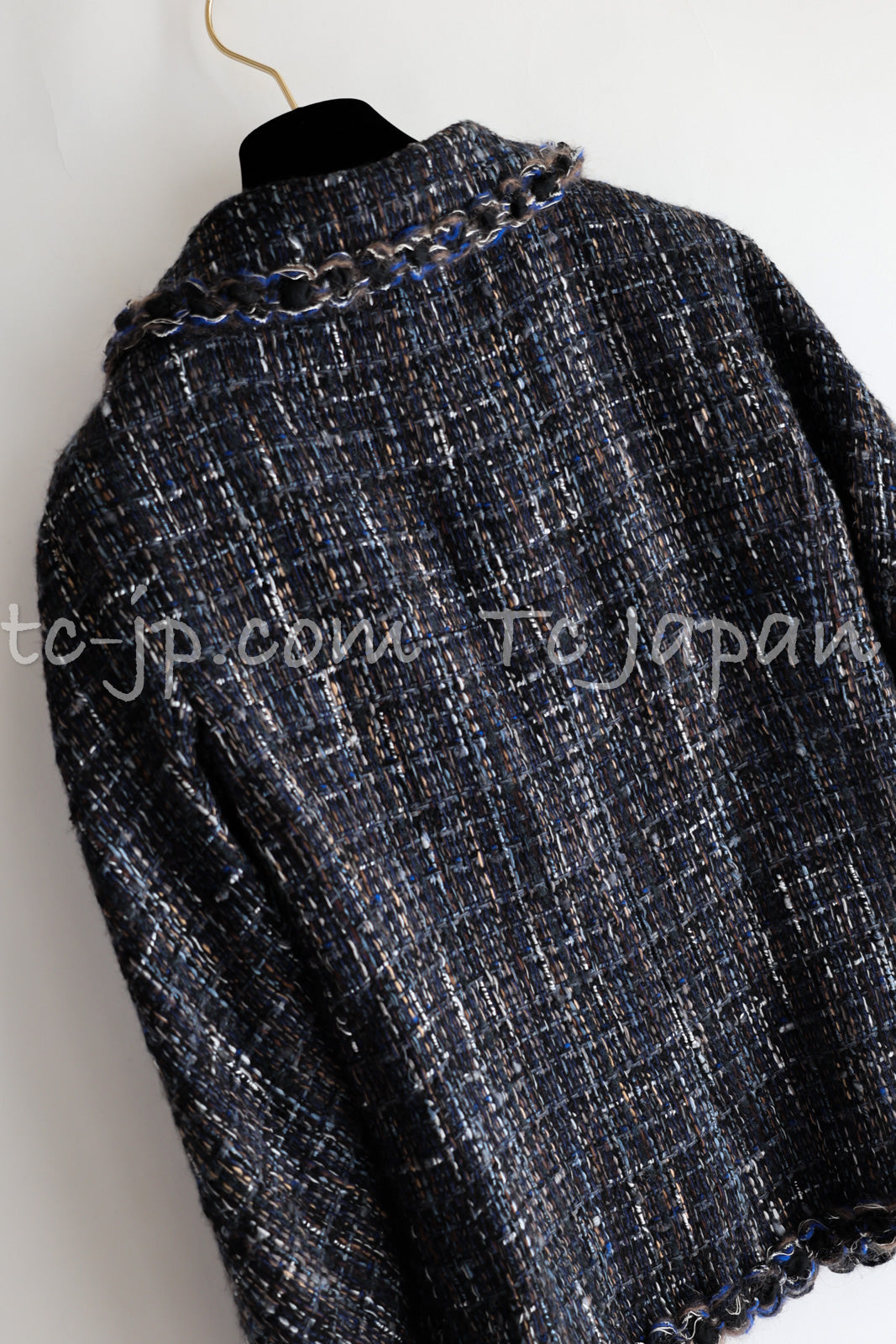 CHANEL 11A Navy Black CC Logo Buttons Trim Tweed Cardigan Jacket 36 42 シャネル ネイビー ブラック CCロゴボタン トリム ツイード カーディガン ジャケット 即発