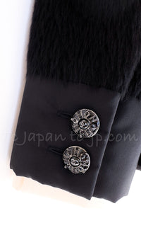 CHANEL 10A Black Alpaca Wool Gripox Buttons Jacket 38 シャネル ブラック アルパカ ウール グリポワ 宝石ボタン ペプラム ジャケット 即発