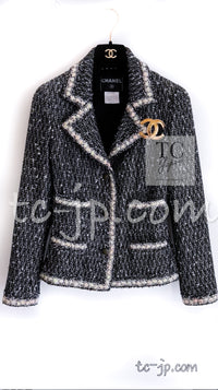 CHANEL 05PF Black Cotton Wool Tokyo Tweed Jacket 38 シャネル ブラック コットン ウール 東京コレ ツイード ジャケット 即発