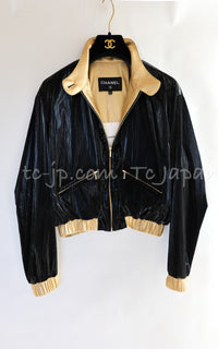 CHANEL 23C Black Gold Blouson Riders Jacket 36 シャネル ブラック ゴールド ライダース ブルゾン ジャケット 即発