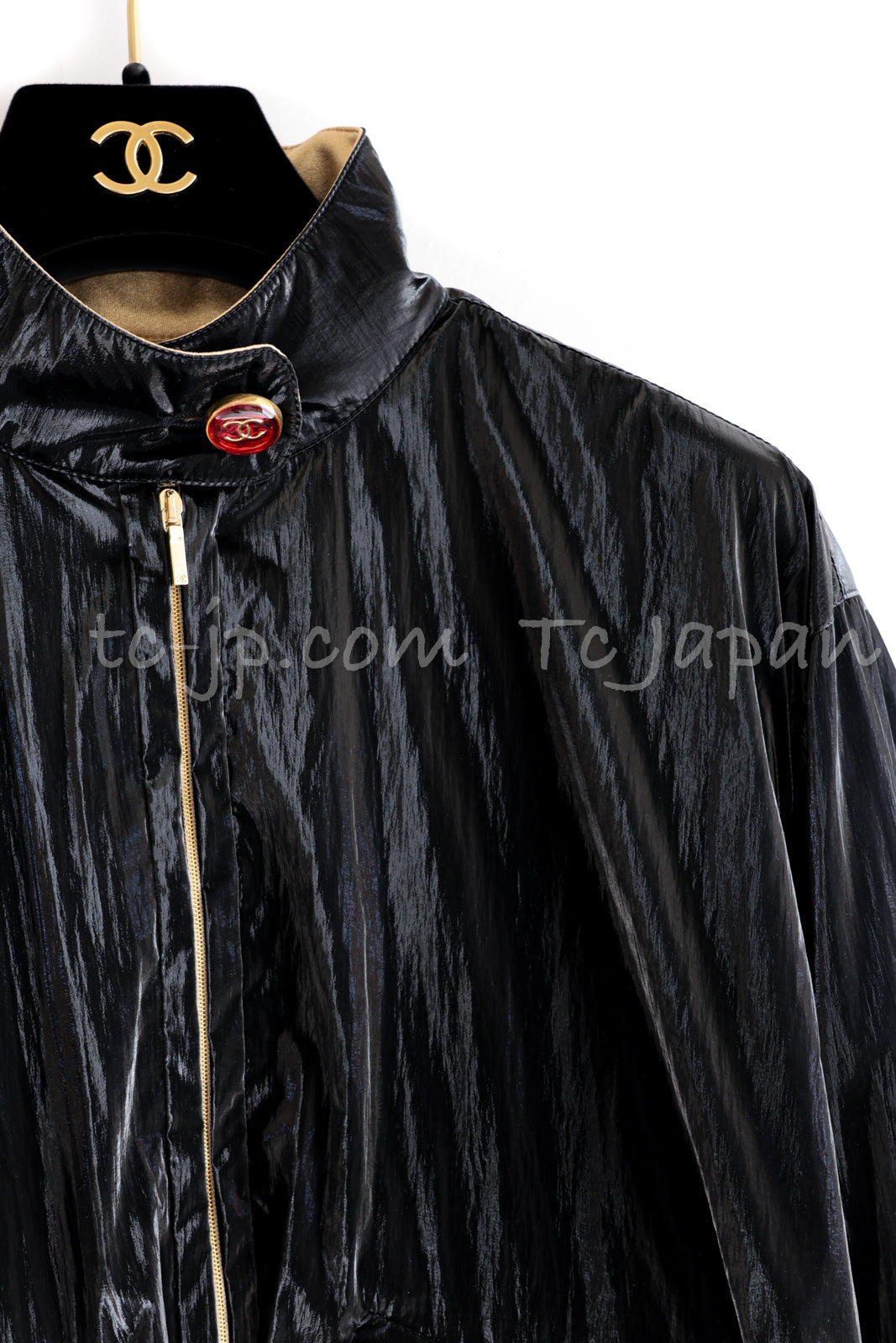 CHANEL 23C Black Gold Blouson Riders Jacket 36 シャネル ブラック ゴールド ライダース ブルゾン ジャケット 即発