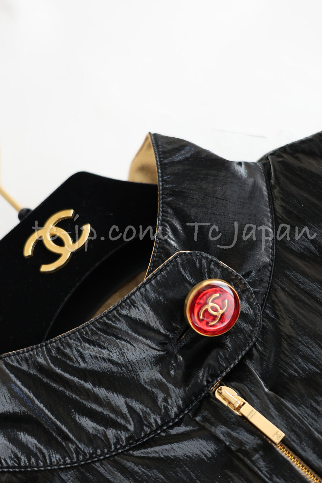 CHANEL 23C Black Gold Blouson Riders Jacket 36 シャネル ブラック ゴールド ライダース ブルゾン ジャケット 即発