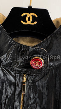 CHANEL 23C Black Gold Blouson Riders Jacket 36 シャネル ブラック ゴールド ライダース ブルゾン ジャケット 即発