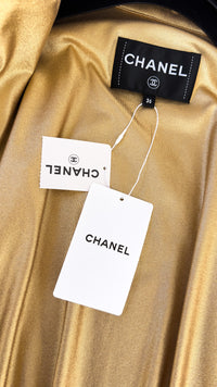 CHANEL 23C Black Gold Blouson Riders Jacket 36 シャネル ブラック ゴールド ライダース ブルゾン ジャケット 即発
