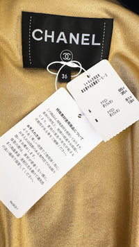CHANEL 23C Black Gold Blouson Riders Jacket 36 シャネル ブラック ゴールド ライダース ブルゾン ジャケット 即発