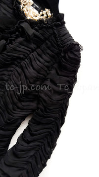 CHANEL 06A Black Ribbon Silk Penelope Cruz Cardigan Jacket Tops 38 40 44 シャネル ブラック リボン シルク ブラウス カーディガン ジャケット 即発