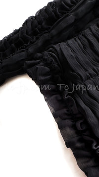 CHANEL 06A Black Ribbon Silk Penelope Cruz Cardigan Jacket Tops 38 40 44 シャネル ブラック リボン シルク ブラウス カーディガン ジャケット 即発