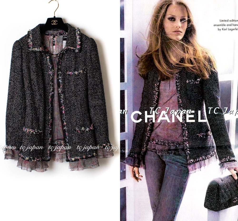 CHANEL 05C 57Th NY Limited Collection Silk Wool Tweed Jacket Tops Set 42 44 シャネル NY 57番街 限定 シルク ウール ツイード ジャケット トップス セット 即発