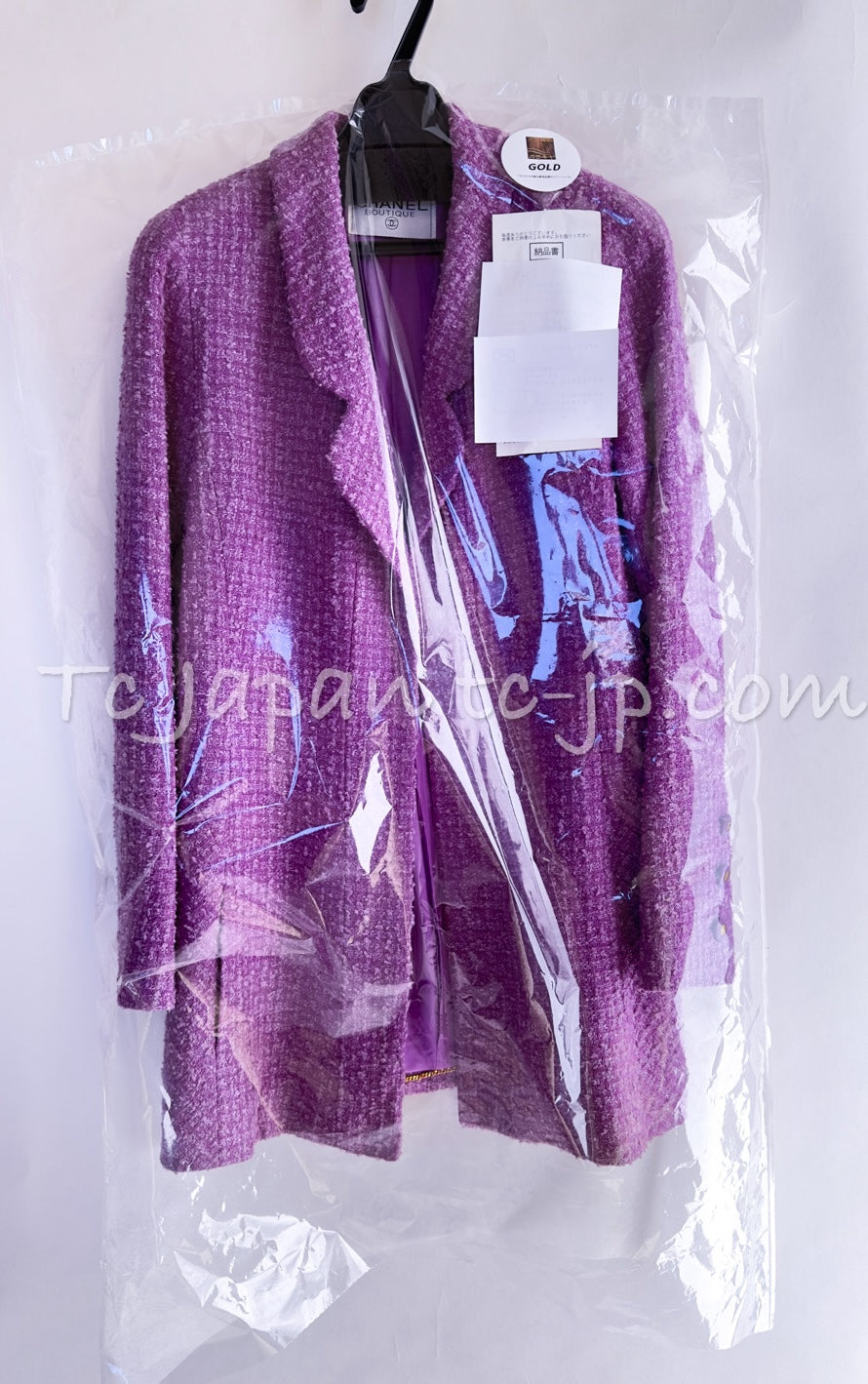 CHANEL 94S Documented ICONIC Lavender Purple Vintage Naomi Campbell Tweed Jacket 38 シャネル ラベンダー パープル ヴィンテージ ナオミ キャンベル ツイード ジャケット 即発