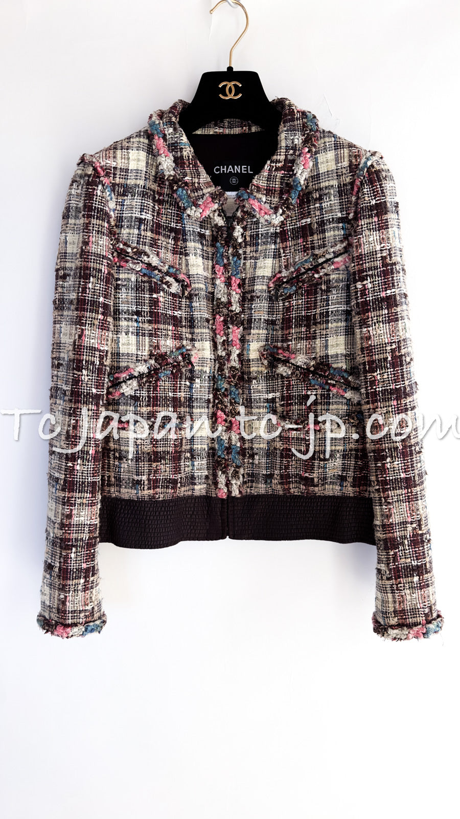 CHANEL 08C Beige Maroon Red Multicolor Tweed Skirt 36 シャネル ベージュ マルーン レッド マルチカラー キャンペーン広告作品 ツイード スカート 即発