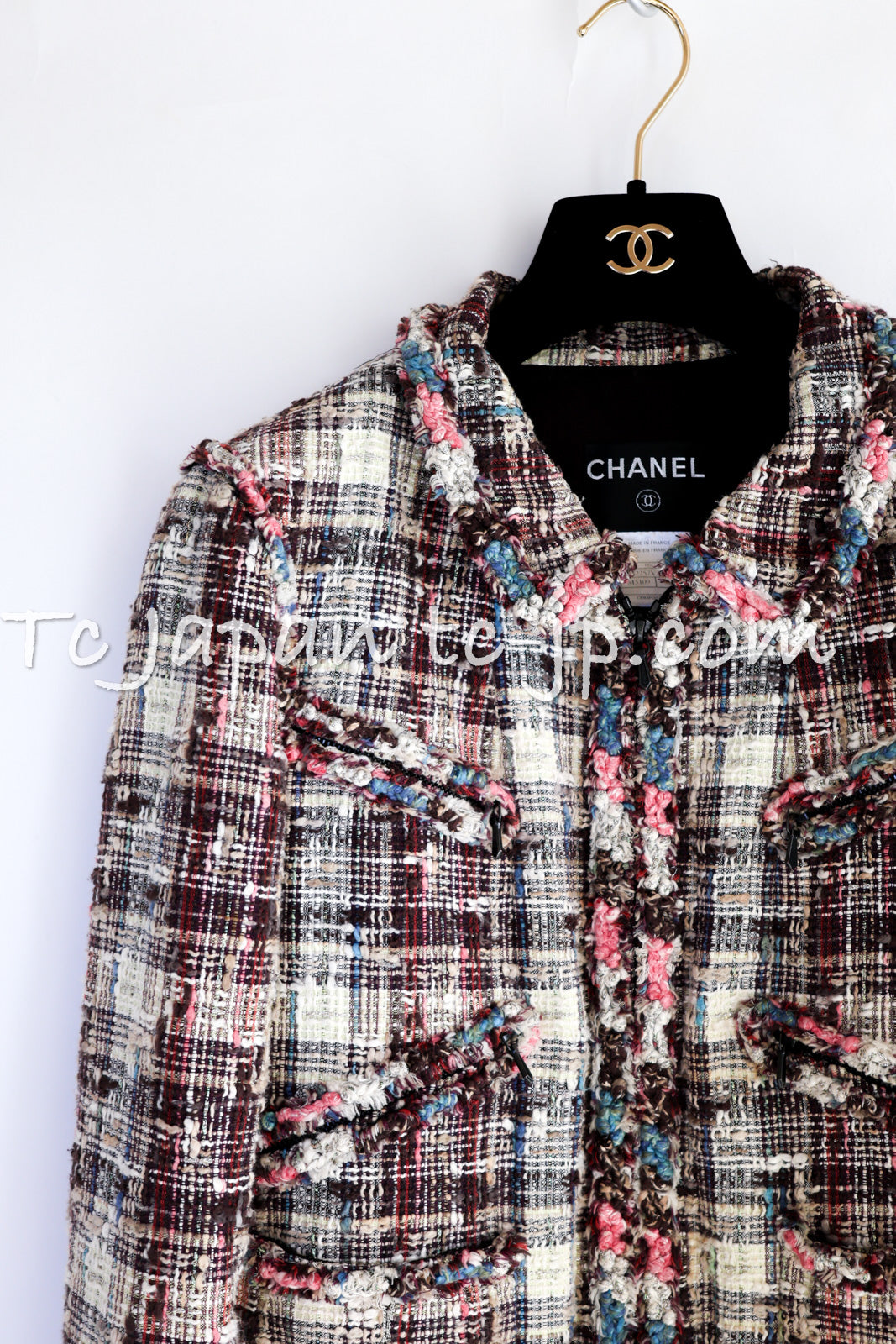 CHANEL 08C Beige Maroon Red Multicolor Tweed Skirt 36 シャネル ベージュ マルーン レッド マルチカラー キャンペーン広告作品 ツイード スカート 即発