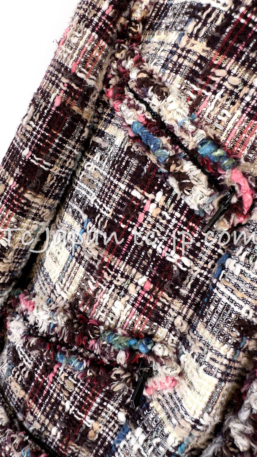 CHANEL 08C Beige Maroon Red Multicolor Tweed Skirt 36 シャネル ベージュ マルーン レッド マルチカラー キャンペーン広告作品 ツイード スカート 即発