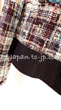 CHANEL 08C Beige Maroon Red Multicolor Tweed Skirt 36 シャネル ベージュ マルーン レッド マルチカラー キャンペーン広告作品 ツイード スカート 即発