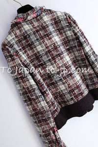 CHANEL 08C Beige Maroon Red Multicolor Tweed Skirt 36 シャネル ベージュ マルーン レッド マルチカラー キャンペーン広告作品 ツイード スカート 即発