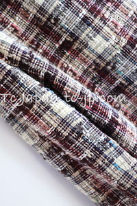 CHANEL 08C Beige Maroon Red Multicolor Tweed Skirt 36 シャネル ベージュ マルーン レッド マルチカラー キャンペーン広告作品 ツイード スカート 即発