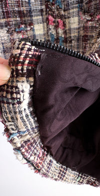CHANEL 08C Beige Maroon Red Multicolor Tweed Skirt 36 シャネル ベージュ マルーン レッド マルチカラー キャンペーン広告作品 ツイード スカート 即発