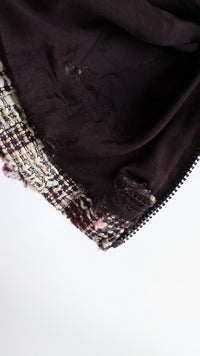 CHANEL 08C Beige Maroon Red Multicolor Tweed Skirt 36 シャネル ベージュ マルーン レッド マルチカラー キャンペーン広告作品 ツイード スカート 即発