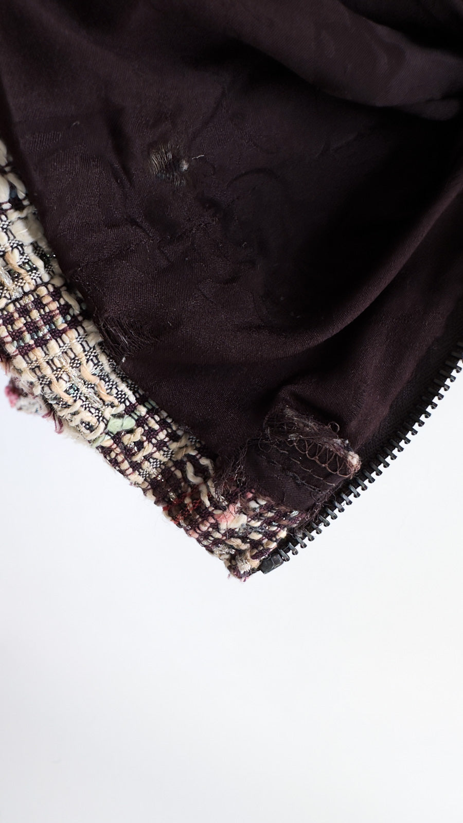 CHANEL 08C Beige Maroon Red Multicolor Tweed Skirt 36 シャネル ベージュ マルーン レッド マルチカラー キャンペーン広告作品 ツイード スカート 即発
