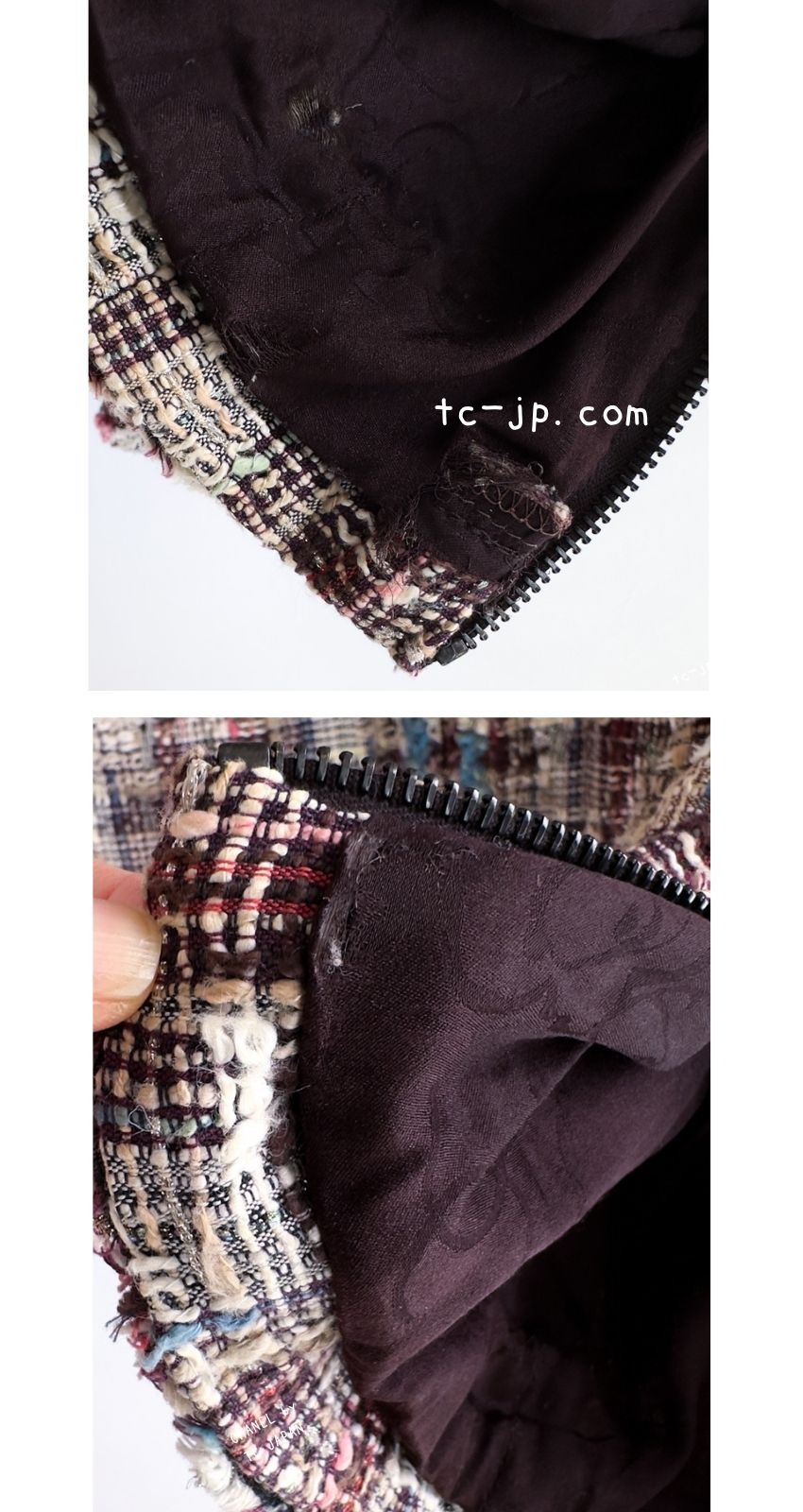 CHANEL 08C Beige Maroon Red Multicolor Tweed Skirt 36 シャネル ベージュ マルーン レッド マルチカラー キャンペーン広告作品 ツイード スカート 即発