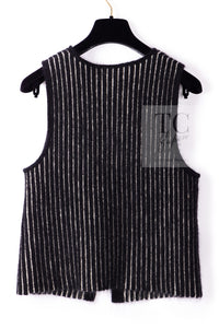 CHANEL 10A Black Ivory Wool Silk Tweed Jacket with Vest 38 シャネル ブラック アイボリー ウール シルク ツイード ジャケット ベスト付き 即発