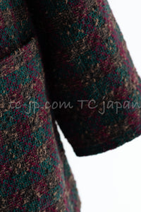 CHANEL 89A Vintage Wine Red Brown Green Wool Tweed Runway Jacket 42 44 シャネル ヴィンテージ ワインレッド ブラウン グリーン ツイード ジャケット 即発