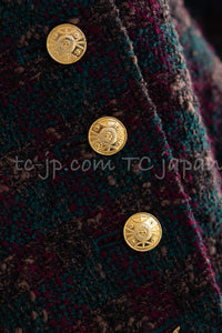 CHANEL 89A Vintage Wine Red Brown Green Wool Tweed Runway Jacket 42 44 シャネル ヴィンテージ ワインレッド ブラウン グリーン ツイード ジャケット 即発