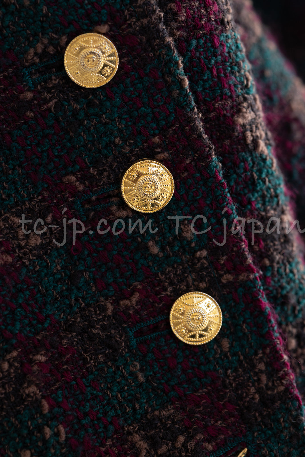 CHANEL 89A Vintage Wine Red Brown Green Wool Tweed Runway Jacket 42 44 シャネル ヴィンテージ ワインレッド ブラウン グリーン ツイード ジャケット 即発