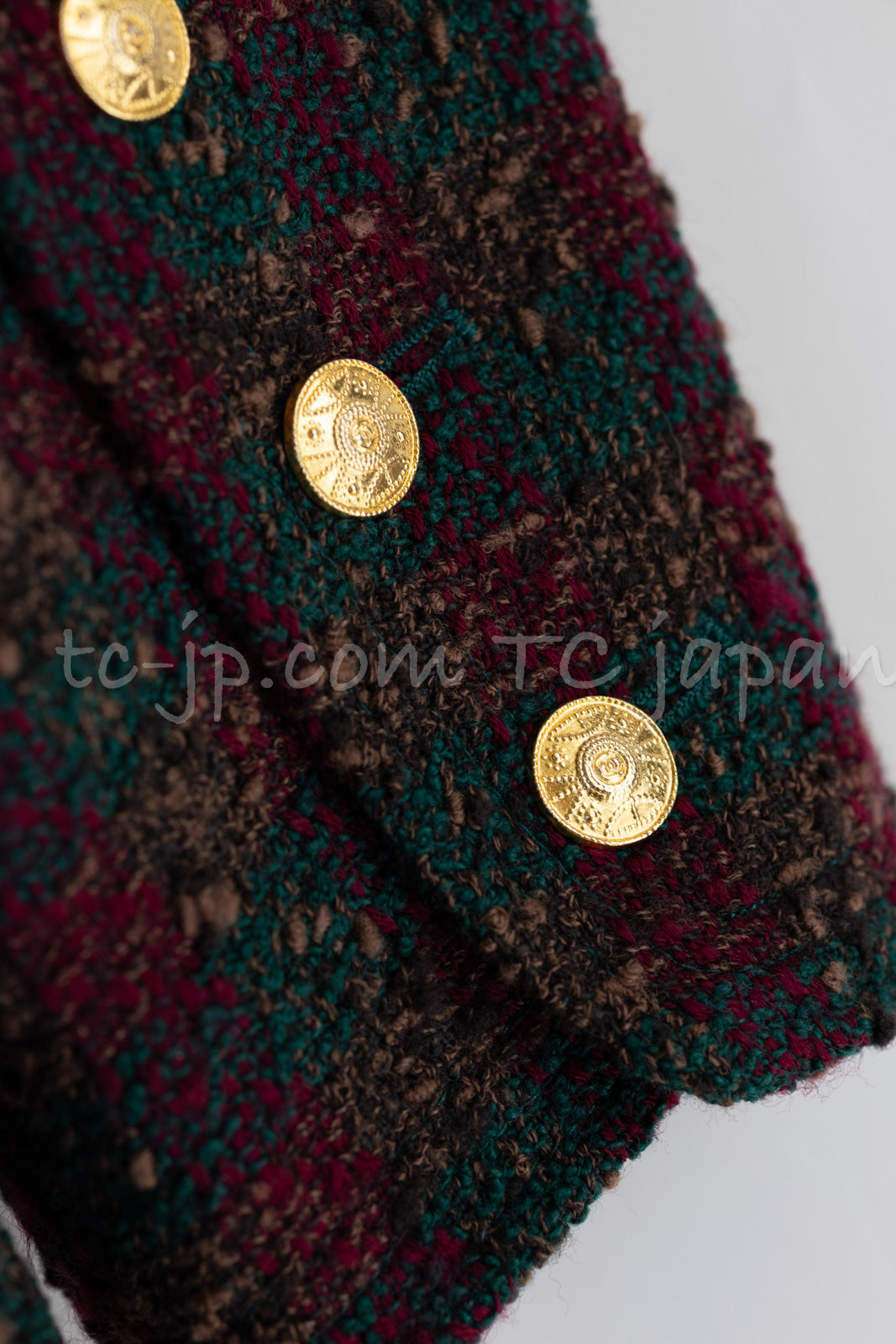 CHANEL 89A Vintage Wine Red Brown Green Wool Tweed Runway Jacket 42 44 シャネル ヴィンテージ ワインレッド ブラウン グリーン ツイード ジャケット 即発