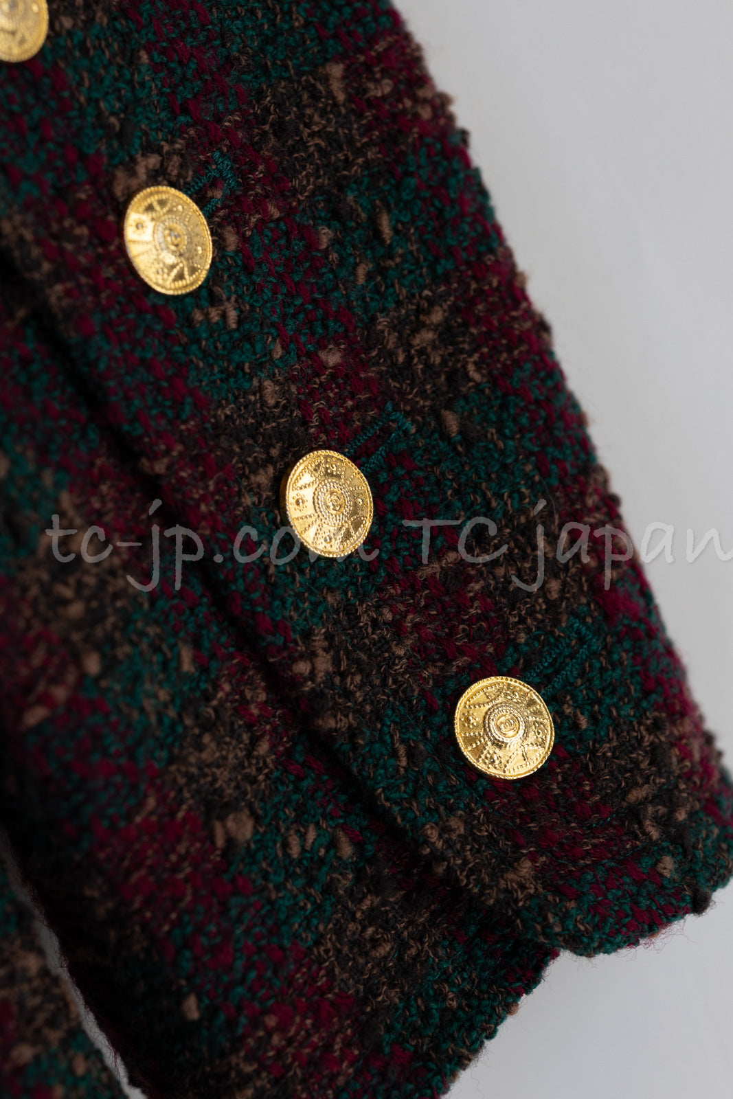 CHANEL 89A Vintage Wine Red Brown Green Wool Tweed Runway Jacket 42 44 シャネル ヴィンテージ ワインレッド ブラウン グリーン ツイード ジャケット 即発