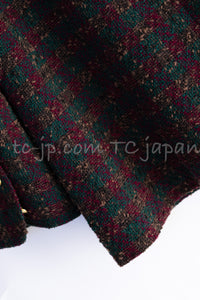CHANEL 89A Vintage Wine Red Brown Green Wool Tweed Runway Jacket 42 44 シャネル ヴィンテージ ワインレッド ブラウン グリーン ツイード ジャケット 即発