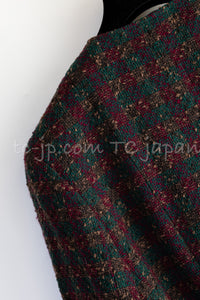 CHANEL 89A Vintage Wine Red Brown Green Wool Tweed Runway Jacket 42 44 シャネル ヴィンテージ ワインレッド ブラウン グリーン ツイード ジャケット 即発