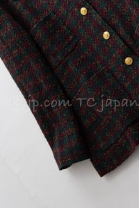 CHANEL 89A Vintage Wine Red Brown Green Wool Tweed Runway Jacket 42 44 シャネル ヴィンテージ ワインレッド ブラウン グリーン ツイード ジャケット 即発