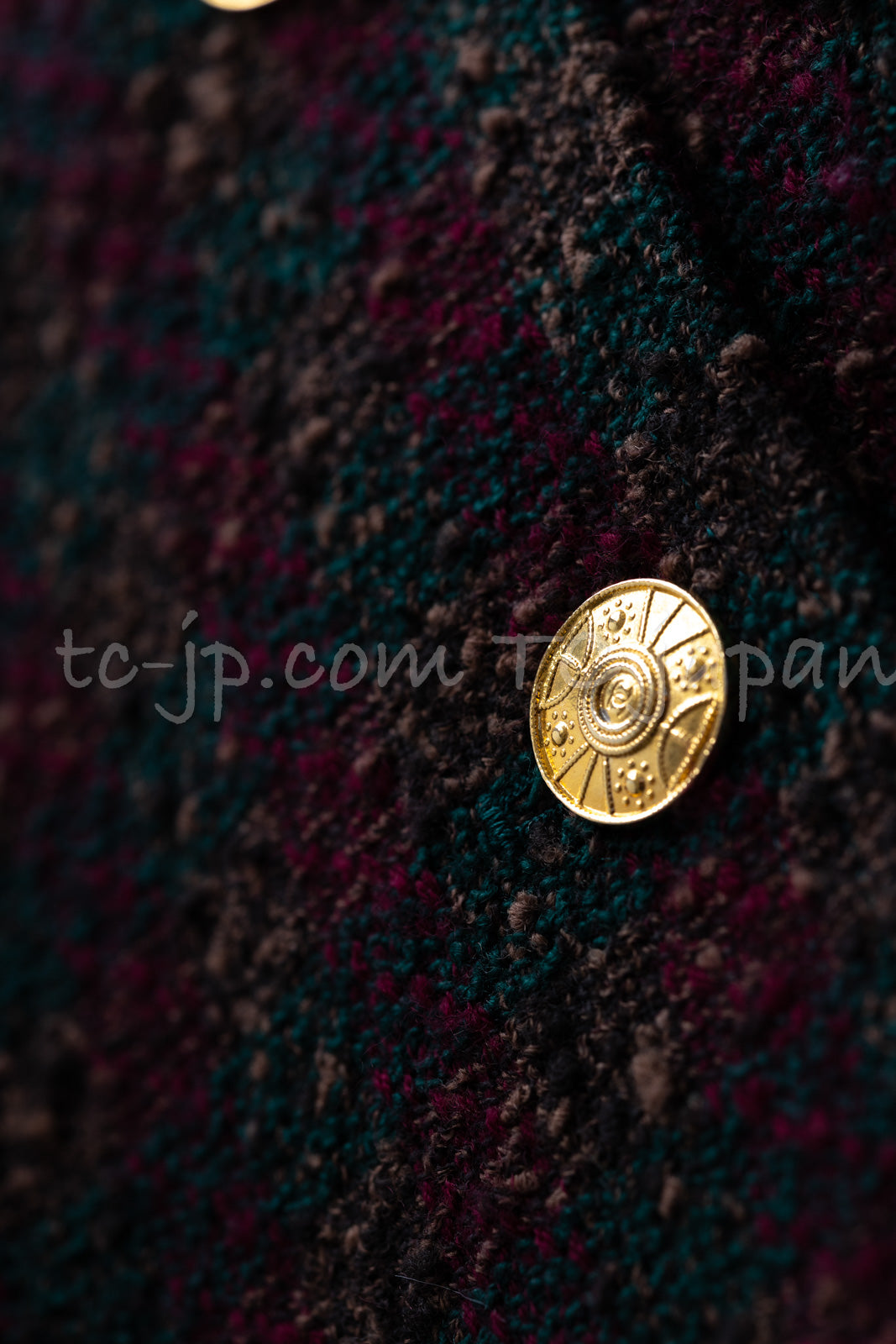 CHANEL 89A Vintage Wine Red Brown Green Wool Tweed Runway Jacket 42 44 シャネル ヴィンテージ ワインレッド ブラウン グリーン ツイード ジャケット 即発