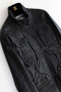 CHANEL 07A Black Lamb Skin Leather Blouson Half Coat Jacket 34 36 38 シャネル ブラック ラム スキン レザー ライダース ブルゾン ジャンバー ハーフ コート ジャケット 即発