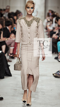 CHANEL 14C Beige Cropped Jacket CC Buttons 40 42 シャネル ベージュ クロップド ジャケット CCロゴボタン 即発