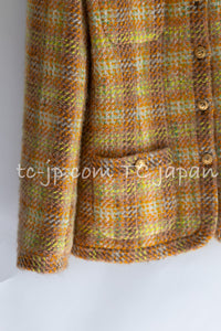 CHANEL 89A Vintage Orange Yellow Wool Tweed Jacket Coat 38 40 42 シャネル ヴィンテージ オレンジ イエロー ウール ツイード ジャケット コート 即発