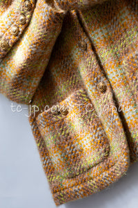 CHANEL 89A Vintage Orange Yellow Wool Tweed Jacket Coat 38 40 42 シャネル ヴィンテージ オレンジ イエロー ウール ツイード ジャケット コート 即発