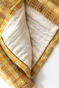 CHANEL 89A Vintage Orange Yellow Wool Tweed Jacket Coat 38 40 42 シャネル ヴィンテージ オレンジ イエロー ウール ツイード ジャケット コート 即発