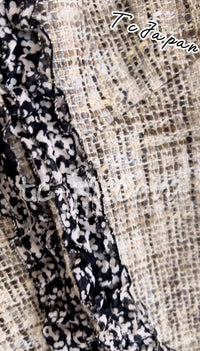 CHANEL 03S Beige Cotton Ruffled Floral Trim Tweed Jacket 36 38 シャネル ベージュ コットン ラッフル フローラルトリム ツイード ジャケット 即発