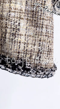 CHANEL 03S Beige Cotton Ruffled Floral Trim Tweed Jacket 36 38 シャネル ベージュ コットン ラッフル フローラルトリム ツイード ジャケット 即発