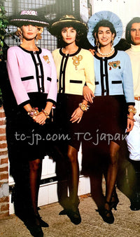 CHANEL 90S Vintage Ivory Black Braid Trim CC Ball Buttons Tweed Jacket 44 46 シャネル ヴィンテージ アイボリー ブラック ブレードトリム CCロゴ 手毬ボタン ツイード ジャケット 即発