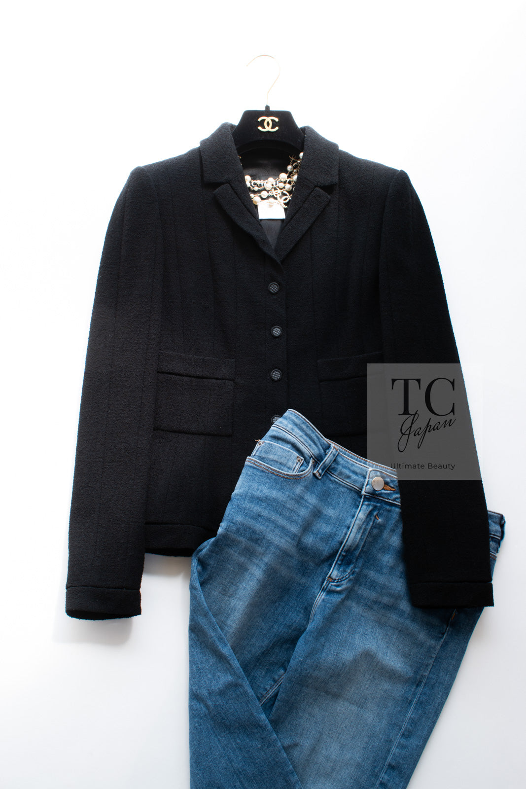 CHANEL 03A Black CC Buttons Wool Jacket 36 シャネル ブラック ココ ボタン ウール ジャケット 即発