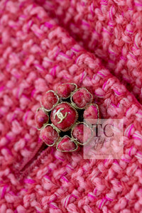 CHANEL 22A Pink Wool 100% Tweed Stand Mandarine Collar Jacket 34 36 シャネル ピンク ウール 100% ツイード マンダリン スタンド カラー ジャケット 即発