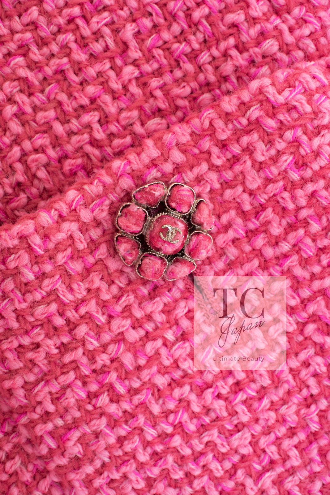 CHANEL 22A Pink Wool 100% Tweed Stand Mandarine Collar Jacket 34 36 シャネル ピンク ウール 100% ツイード マンダリン スタンド カラー ジャケット 即発