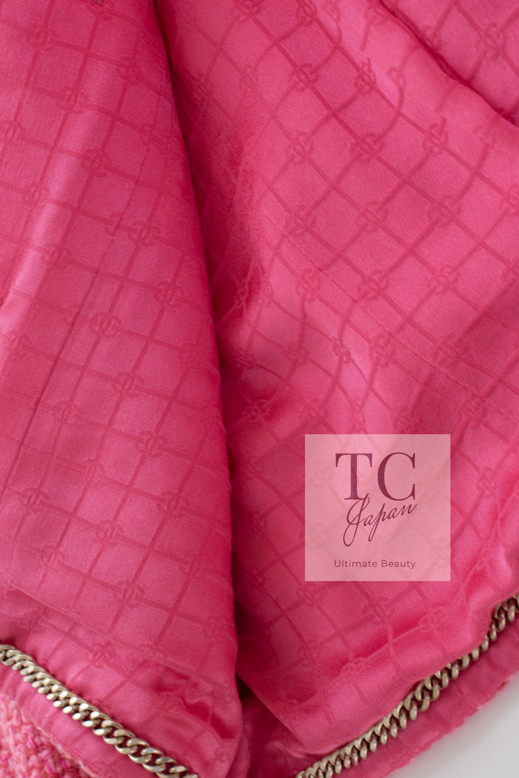 CHANEL 22A Pink Wool 100% Tweed Stand Mandarine Collar Jacket 34 36 シャネル ピンク ウール 100% ツイード マンダリン スタンド カラー ジャケット 即発